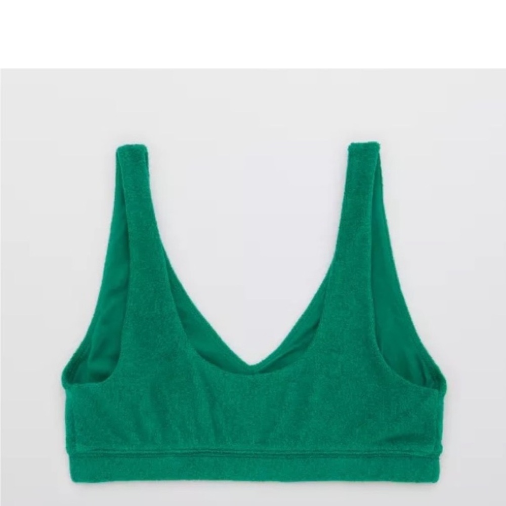 aerie terry sport bra in green - Picture 4 of 11